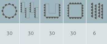 Eine Illustration eines sorgfältig vorbereiteten Meetingraums mit ordentlich angeordneter Bestuhlung und bereitgestellten Getränken, die eine einladende und professionelle Arbeitsatmosphäre symbolisie
